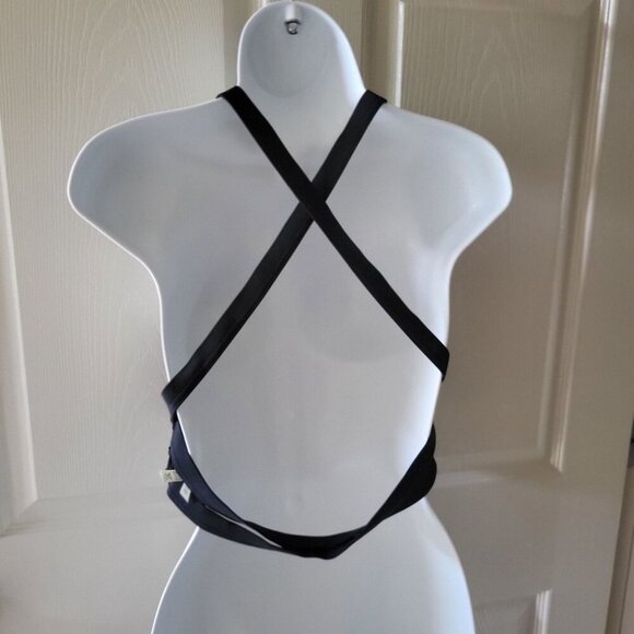 Victorias Secret Pink 86 Black Sequin Halter Racerback Crop Swim Top M - Picture 3 of 10